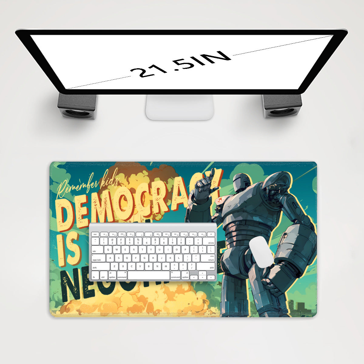 Nuclear-Powered Democracy Robot Standard Playmat, Stitched (24x14)