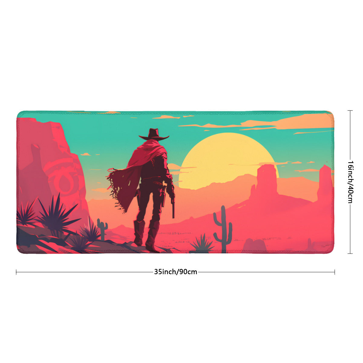 Pistolero Sunrise XL Playmat, Stitched (35x16)