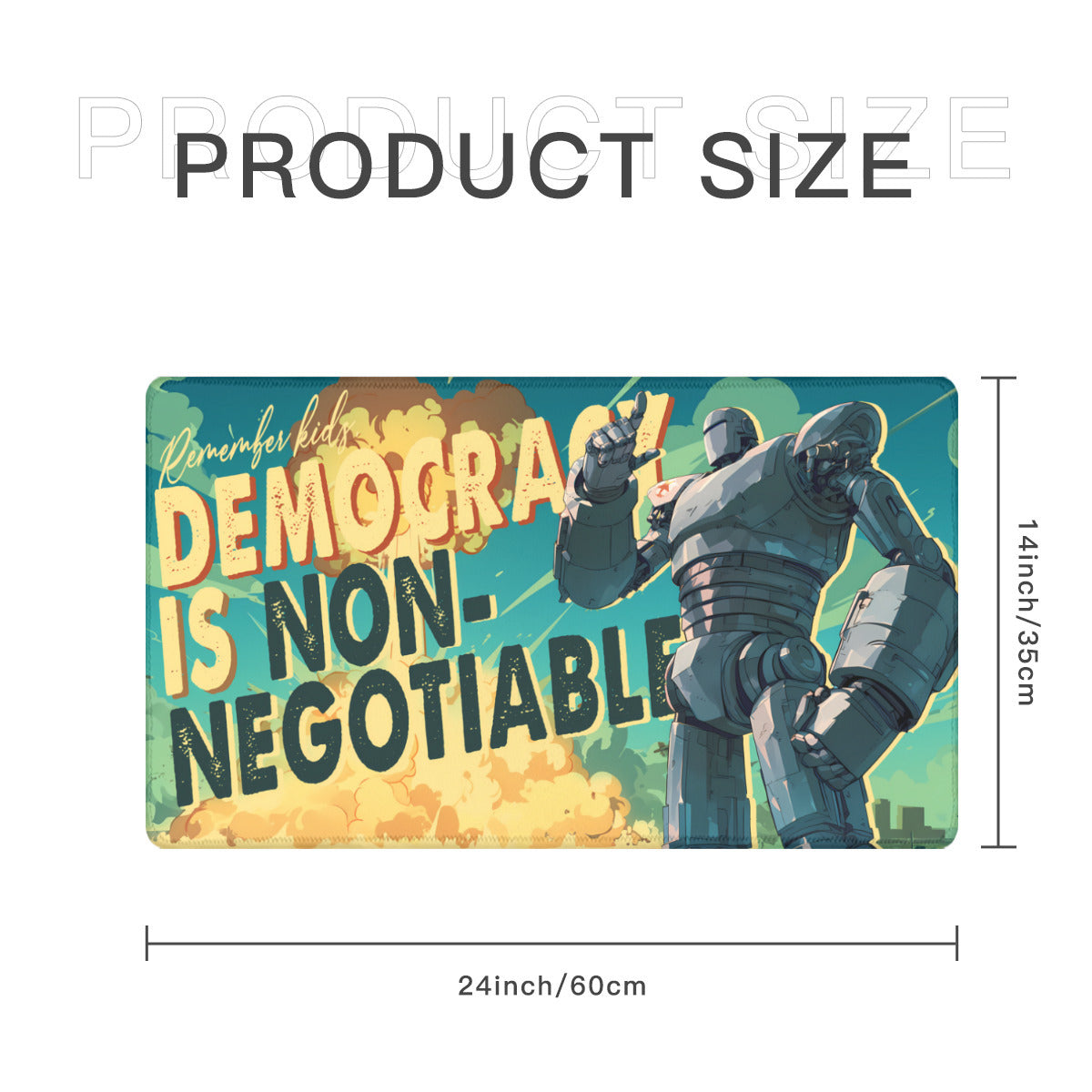 Nuclear-Powered Democracy Robot Standard Playmat, Stitched (24x14)